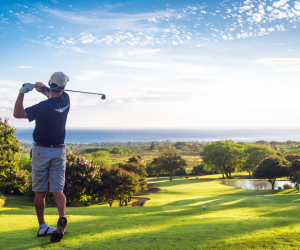 golfer looking out on course