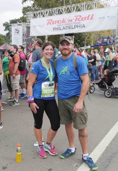 Angel Miller, with husband Jim, 2017 Philly Rock 'n' Roll Half Marathon 